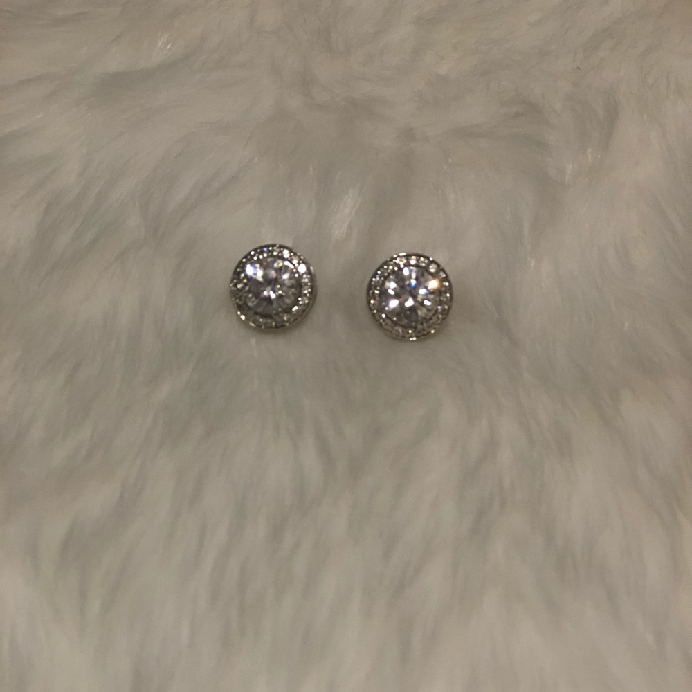 Large Sterling silver and CZ stud earrings